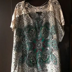 Size 3x, Sheer Floral Crochet Top